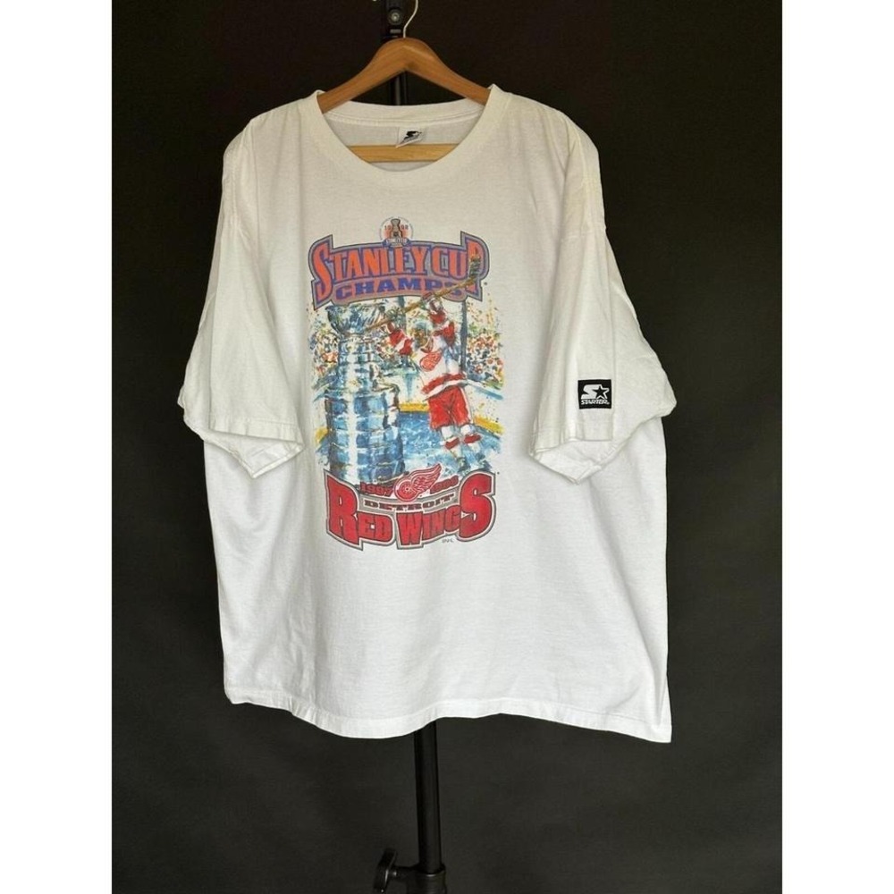 1998 Starter Detroit Red Wings Stanley Cup Champions Tshirt‎ XXL White